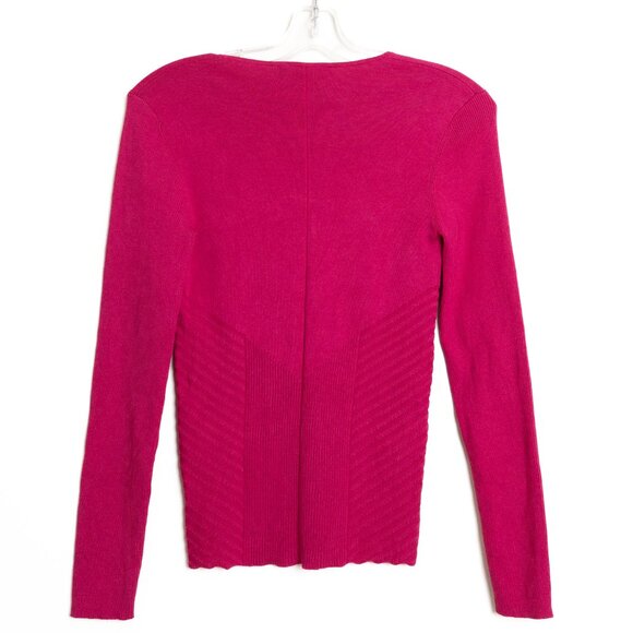 Judith & Charles Silk Blend Sweater V-Neck Long Sleeve Fuchsia Hot Pink - Picture 3 of 12